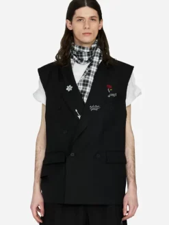 Men C2H4 003 - Alternate Scarf Variant Tailored Sleeveless Jacket