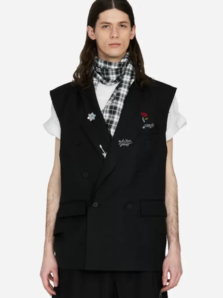 Men C2H4 003 - Alternate Scarf Variant Tailored Sleeveless Jacket