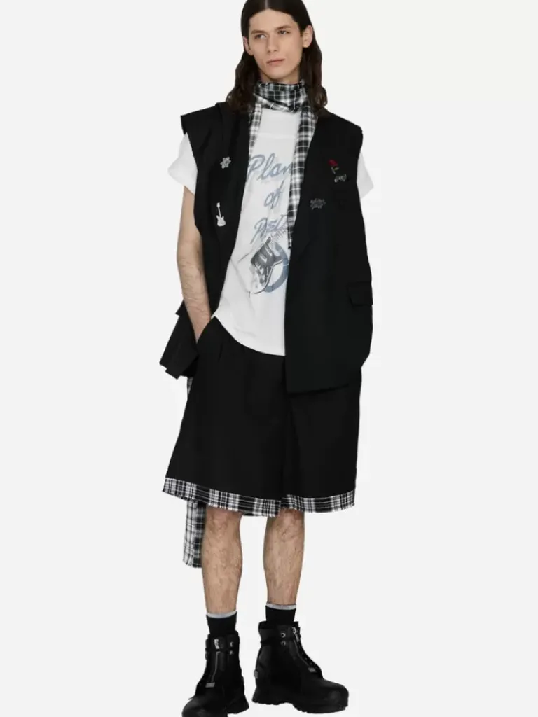 Men C2H4 003 - Alternate Scarf Variant Tailored Sleeveless Jacket