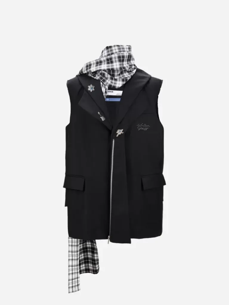 Men C2H4 003 - Alternate Scarf Variant Tailored Sleeveless Jacket