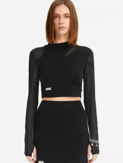 Women C2H4 005 - Arc Asymmetric Layered Long-Sleeve Top