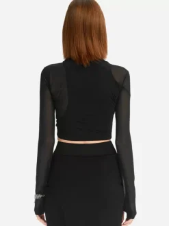 Women C2H4 005 - Arc Asymmetric Layered Long-Sleeve Top