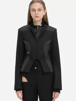 Women C2H4 004 - Arc Cutting Splicing Layered Tailored Jacket