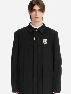 Men C2H4 005 - Arch Panelled Pleated Tailored Coat