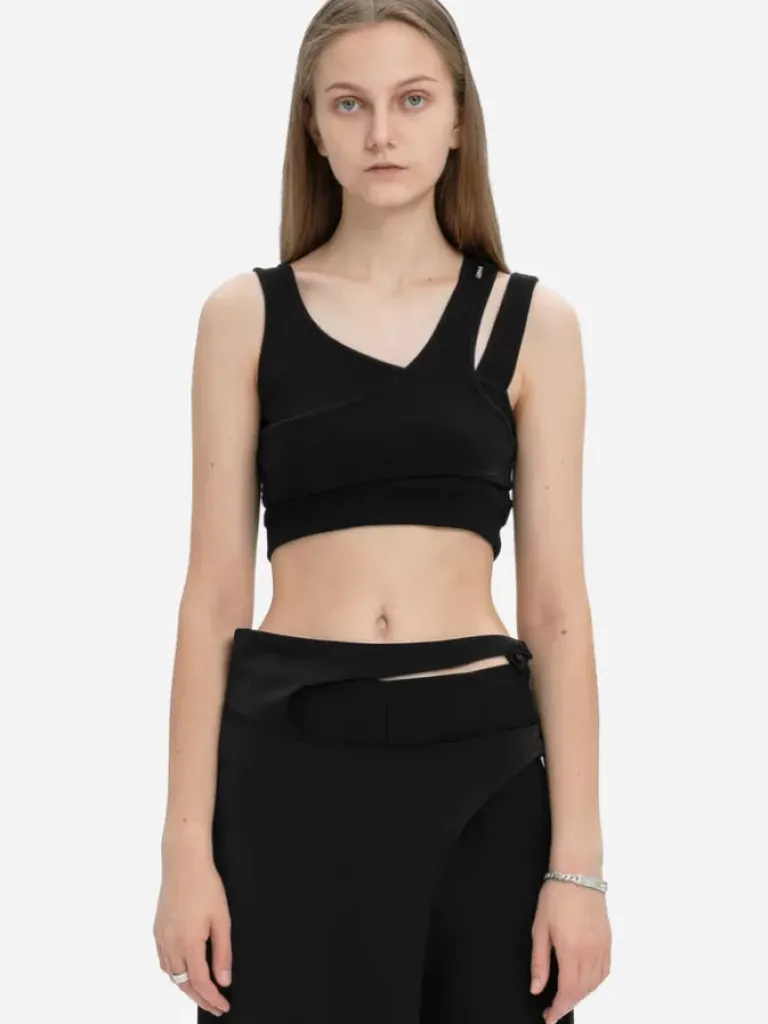 Women C2H4 004 - Arc Layered Asymmetric Strap Sporty Bra