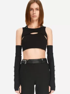 Women C2H4 005 - Arc Layering Crossed Strap Sporty Bra