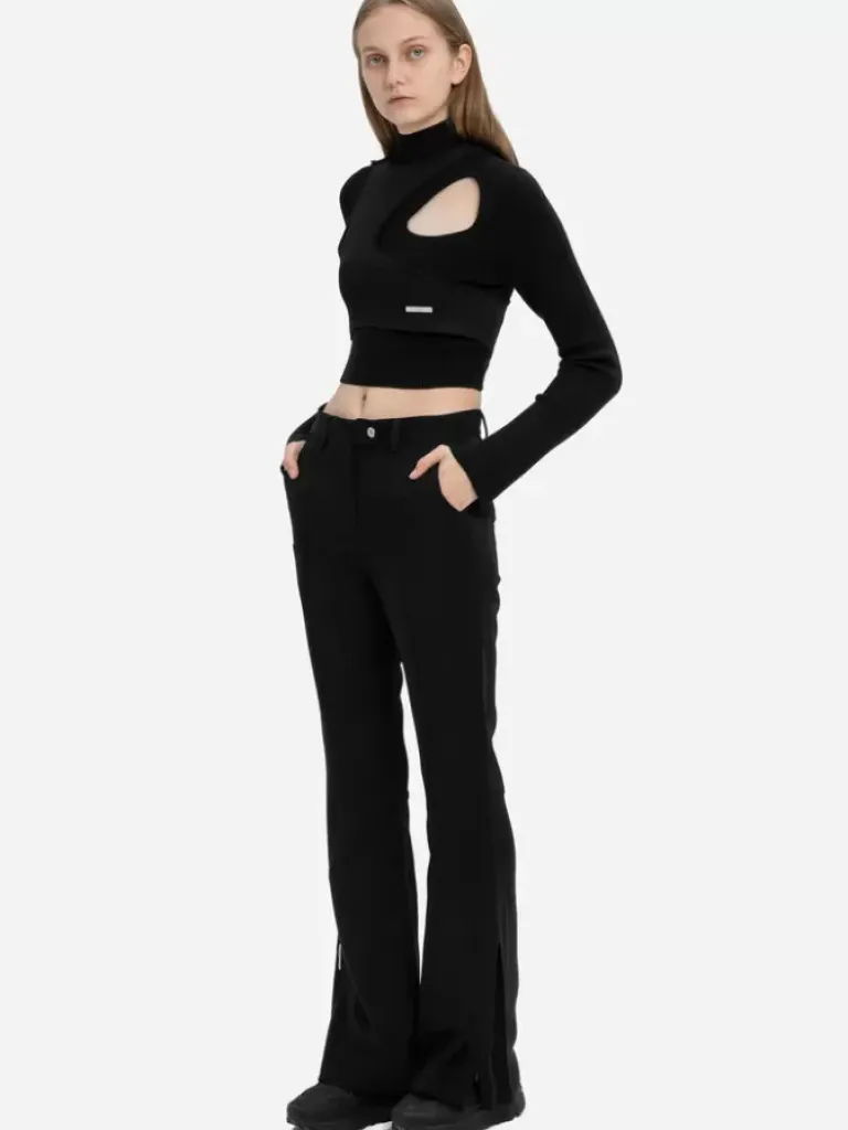 Women C2H4 004 - Arc Splicing Flappy Flared Trousers
