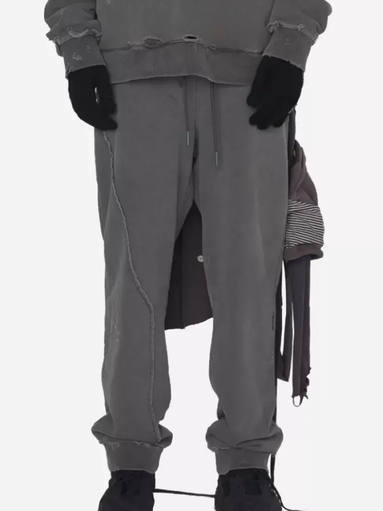 Men C2H4 001 - Asymmetric Agitator Distressed Sweatpants