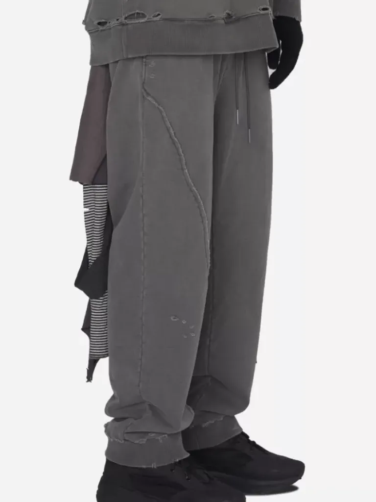 Men C2H4 001 - Asymmetric Agitator Distressed Sweatpants