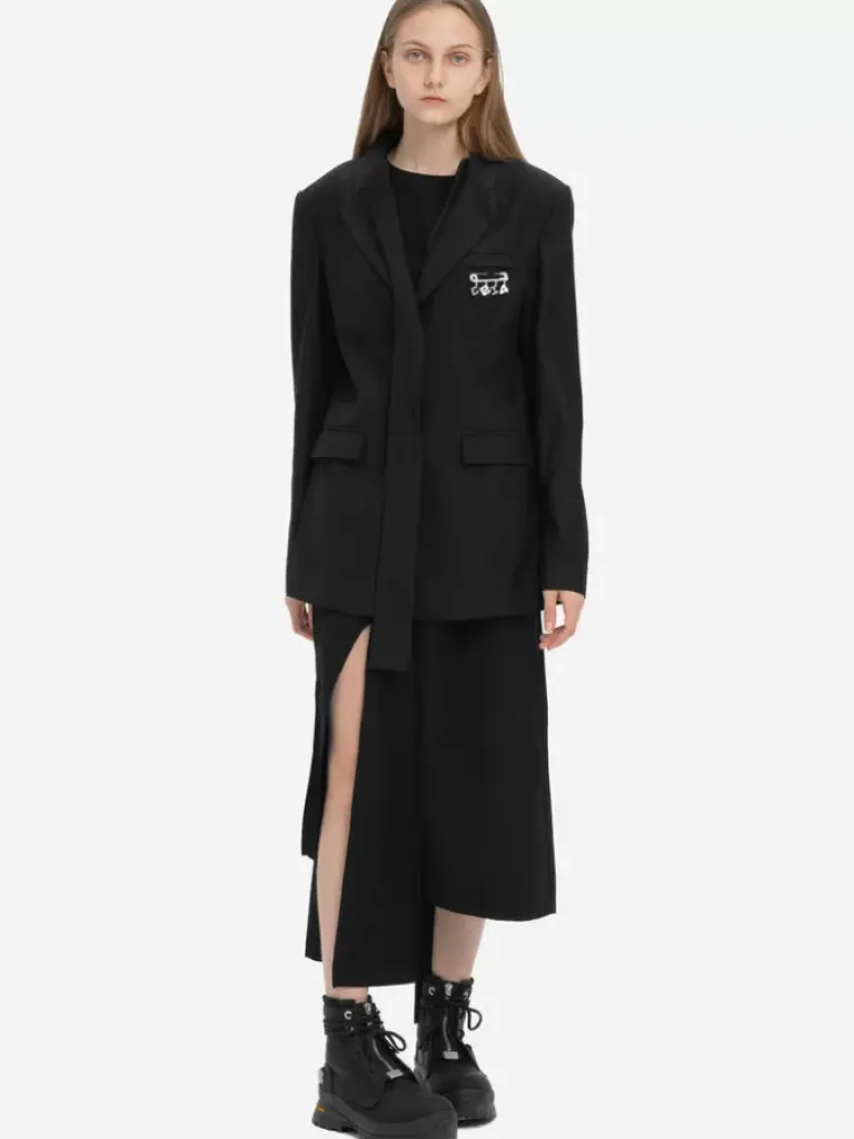 Women C2H4 004 - Asymmetrical Double Lapel Tailored Jacket
