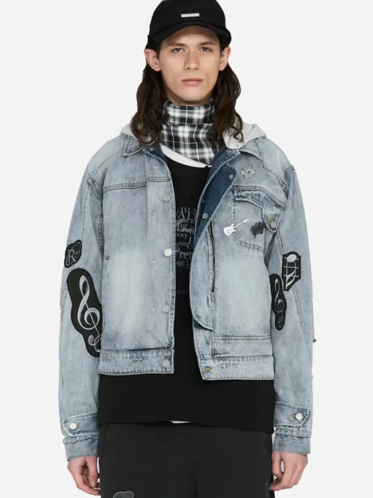Men C2H4 003 - Asymmetrical Layered Denim Jacket