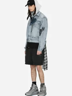 Men C2H4 003 - Asymmetrical Layered Denim Jacket