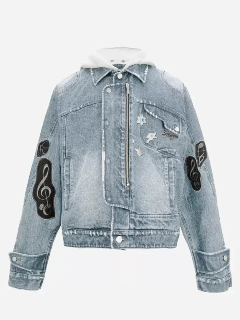 Men C2H4 003 - Asymmetrical Layered Denim Jacket