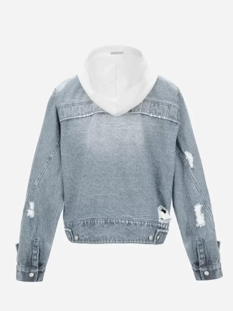 Men C2H4 003 - Asymmetrical Layered Denim Jacket
