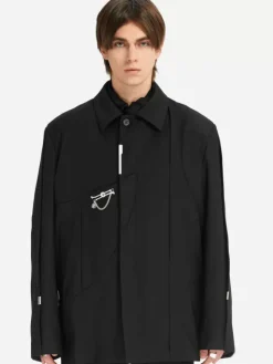 Men C2H4 005 - Asymmetric Intervein Panelled Tailored Coat