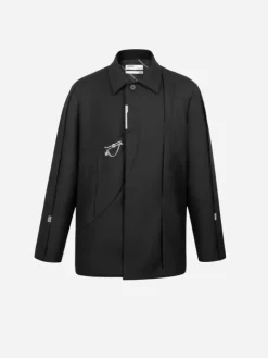 Men C2H4 005 - Asymmetric Intervein Panelled Tailored Coat