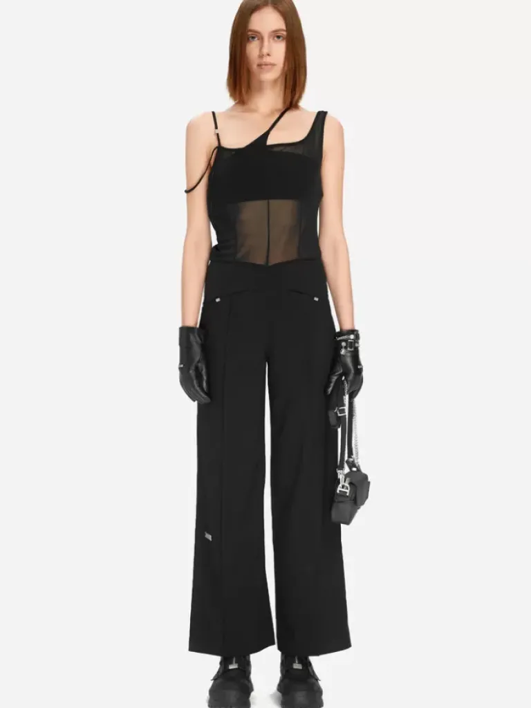 Women C2H4 005 - Asymmetric Layred Strappy Jumpsuit