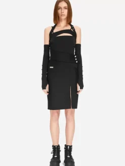 Women C2H4 005 - Asymmetry Layered Mini Dress