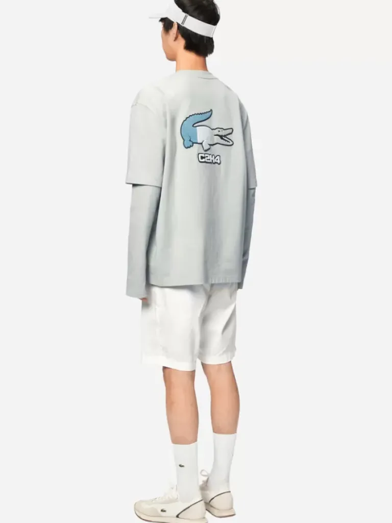 Men C2H4 X Lacoste Applique Logo Double Layer Long Sleeve T-Shirt