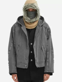 Men C2H4 006 - Cold-Dye Military Stagger Stripe Quilted Jacket