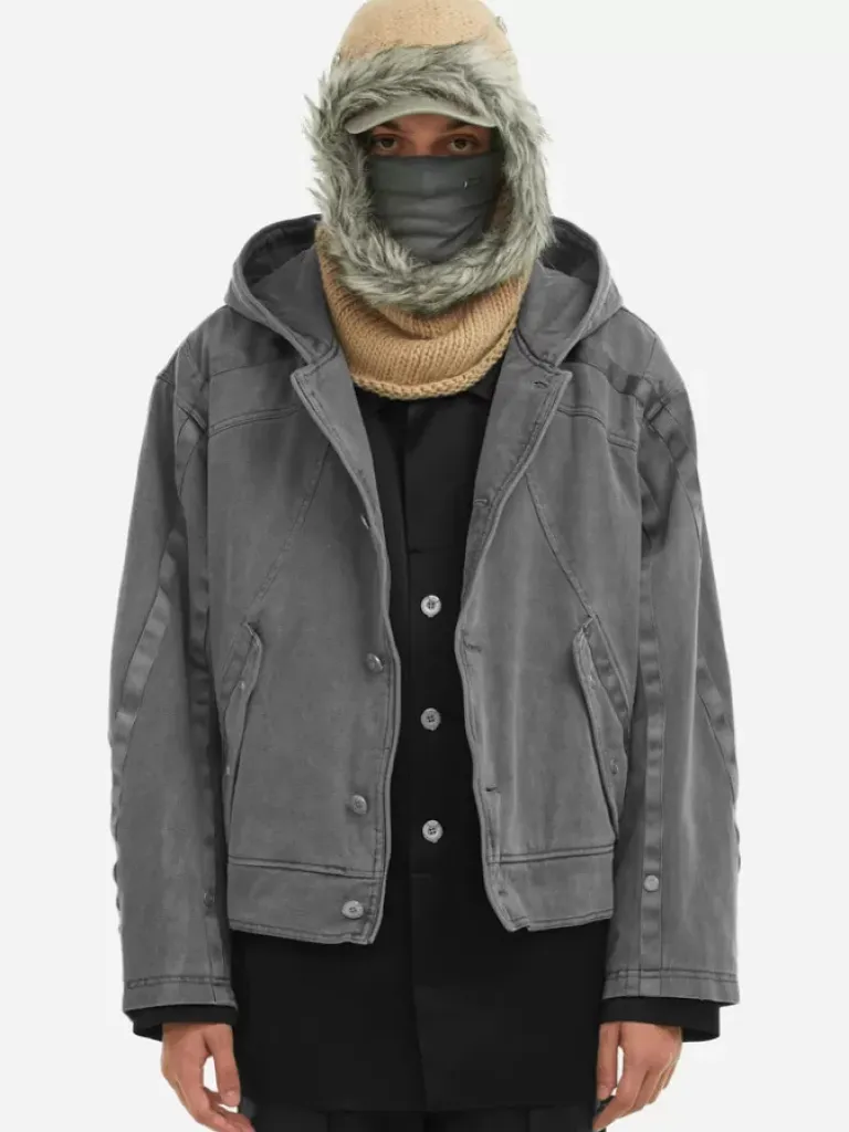 Men C2H4 006 - Cold-Dye Military Stagger Stripe Quilted Jacket