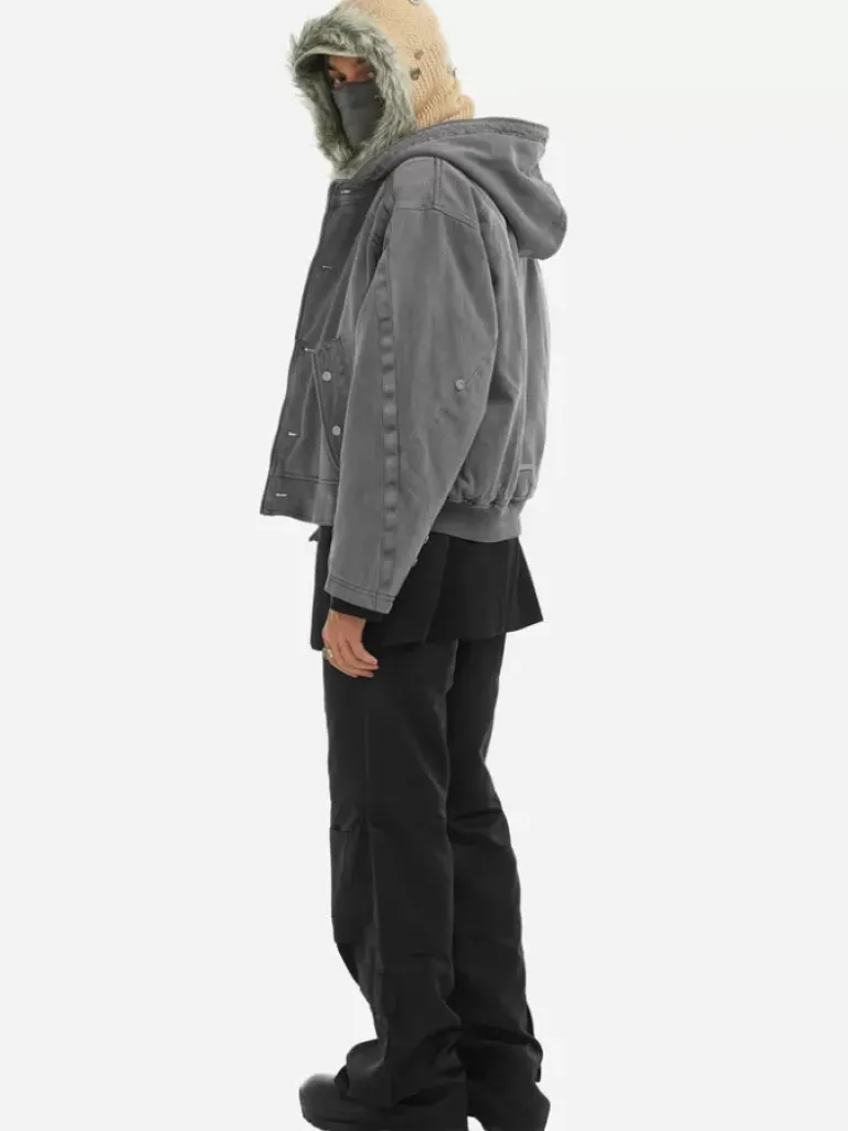 Men C2H4 006 - Cold-Dye Military Stagger Stripe Quilted Jacket