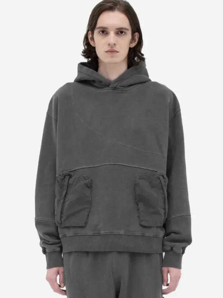 Men C2H4 002 - Cold-Dye Panelled Hoodie