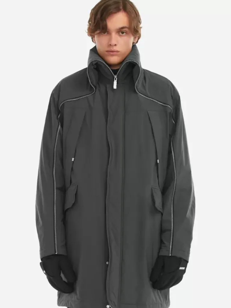 Men C2H4 006 - Continuous Zipper Quilted Coat