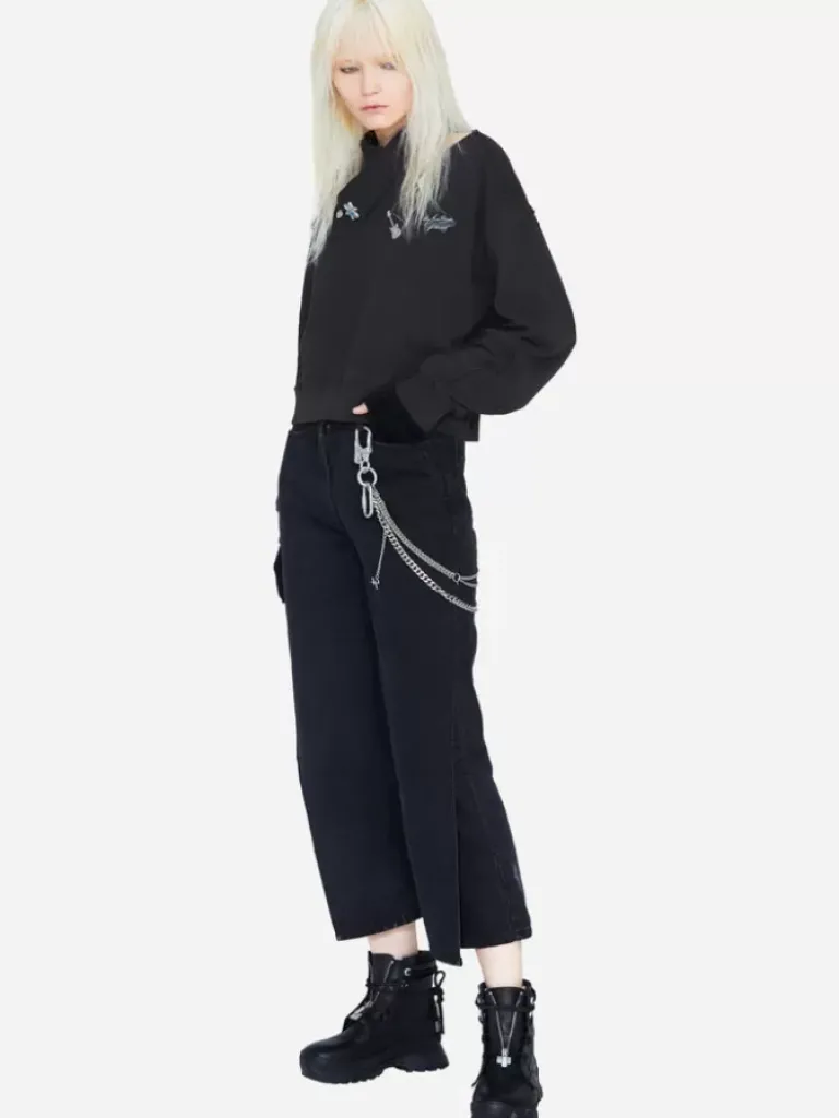 Women C2H4 003 - Distressed Inside-Out Badged Crewneck