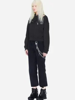 Women C2H4 003 - Distressed Inside-Out Badged Crewneck