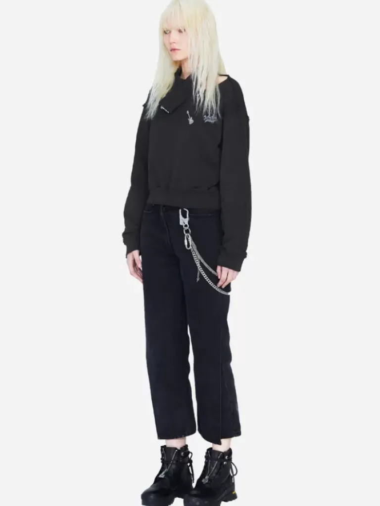 Women C2H4 003 - Distressed Inside-Out Badged Crewneck