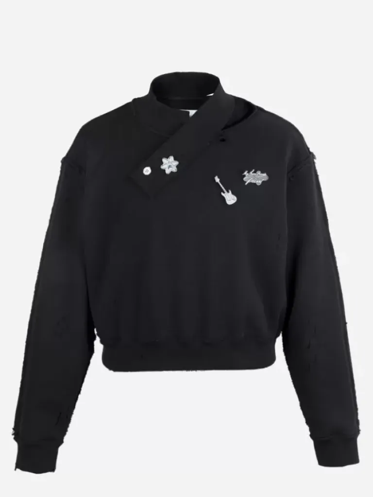 Women C2H4 003 - Distressed Inside-Out Badged Crewneck