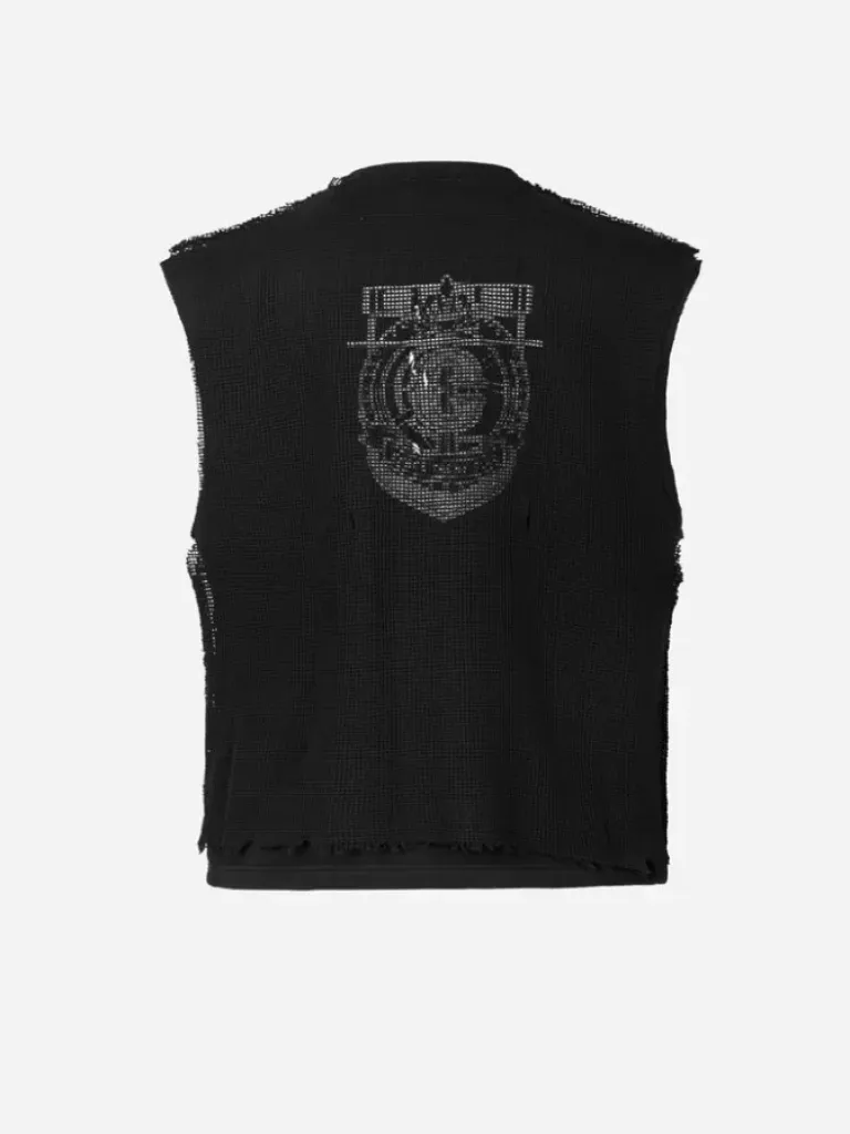 Men C2H4 005 - Distressed Knit Meshing Layered Vest