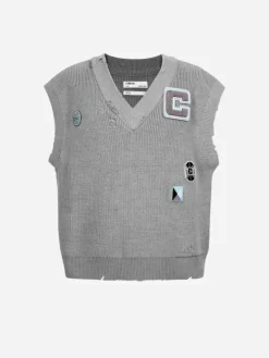 Men C2H4 006 - Distressed Knit Vest