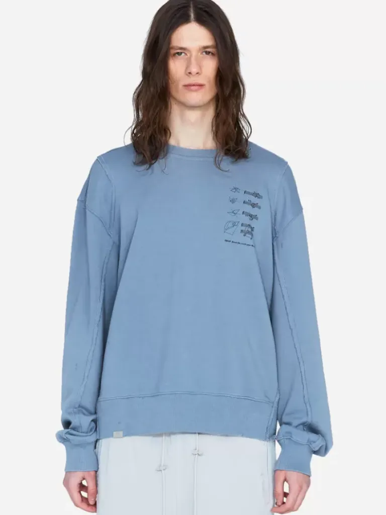 Men C2H4 003 - Distressed Panelled Crewneck