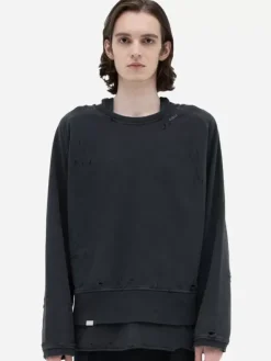 Men C2H4 002 - Distressed Tanktop Layered Crewneck