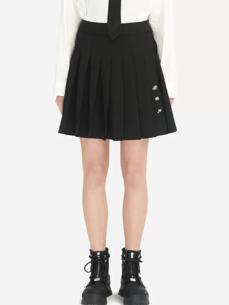 Women C2H4 005 - Emblem Pleated Miniskirt