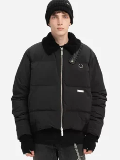 Men C2H4 004 - Faux-Fur Collar Stripe Down Jacket