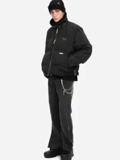 Men C2H4 004 - Faux-Fur Collar Stripe Down Jacket
