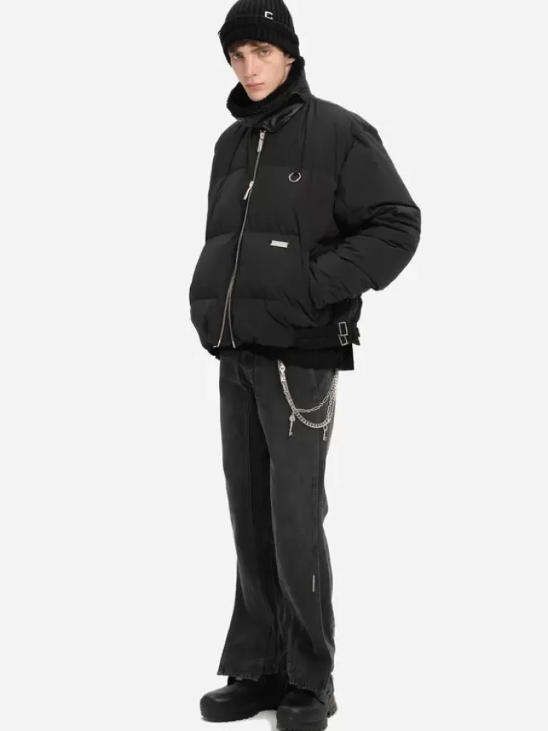 Men C2H4 004 - Faux-Fur Collar Stripe Down Jacket