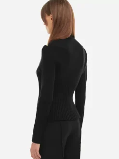 Women C2H4 006 - Hollow-Out Paneled Knit Sweater