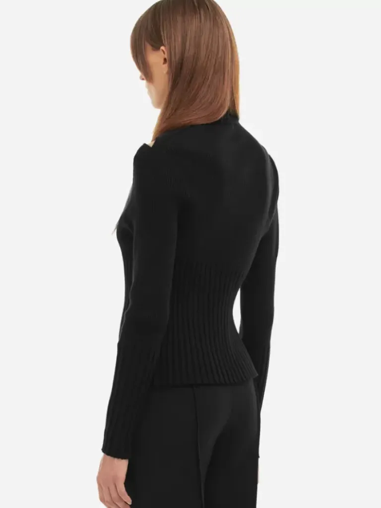 Women C2H4 006 - Hollow-Out Paneled Knit Sweater