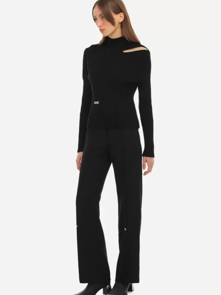 Women C2H4 006 - Hollow-Out Paneled Knit Sweater