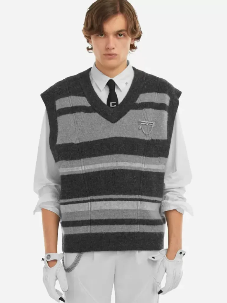 Men C2H4 006 - Hollow Out V-Neck Knit Vest