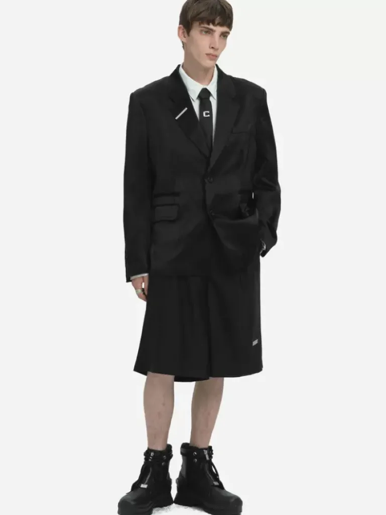 Men C2H4 004 - Inside-Out Panelled Smoke Tailored Jacket