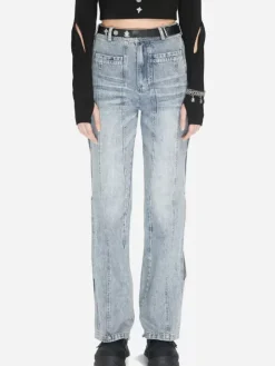 Women C2H4 005 - Layering Paneled Cut-Out Jeans