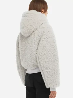 Women C2H4 006 - Leather Stripe Faux-Fur Hooded Jacket