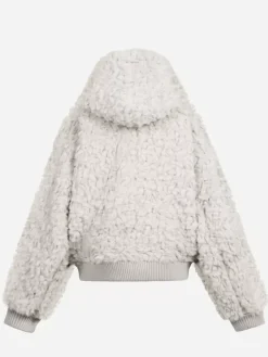 Women C2H4 006 - Leather Stripe Faux-Fur Hooded Jacket