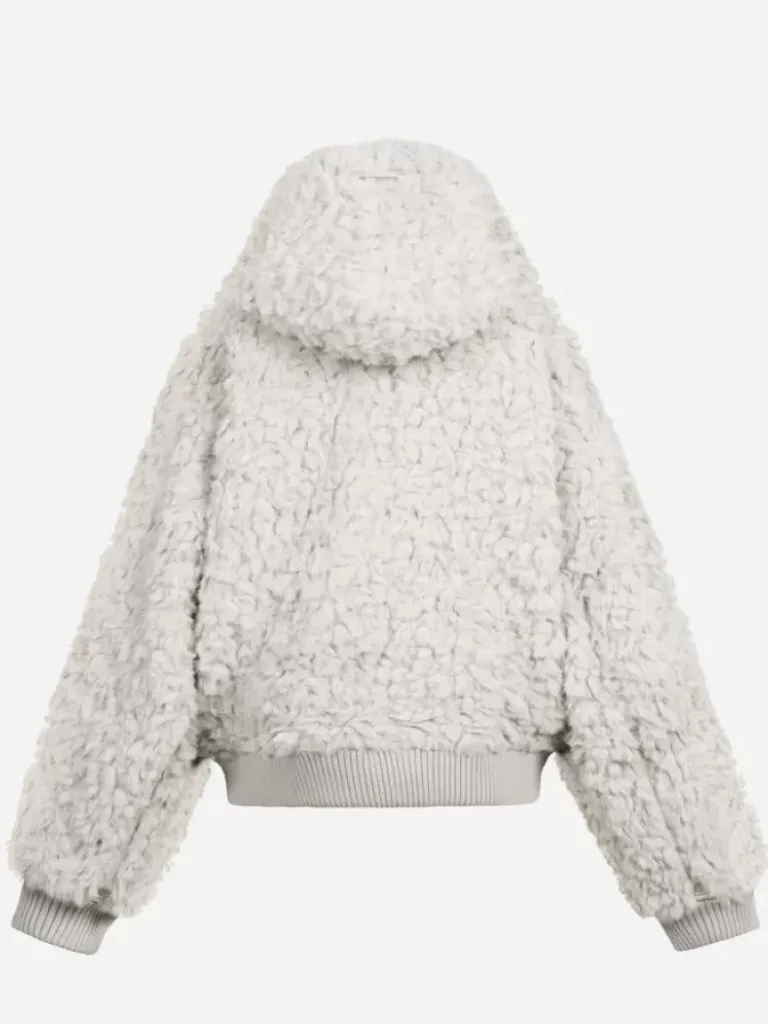 Women C2H4 006 - Leather Stripe Faux-Fur Hooded Jacket