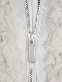Women C2H4 006 - Leather Stripe Faux-Fur Hooded Jacket